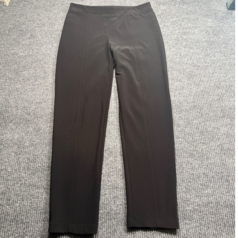 Frank Lyman Trousers Womens 12 Black Pull On Stretch Crease Pants Quiet Luxury